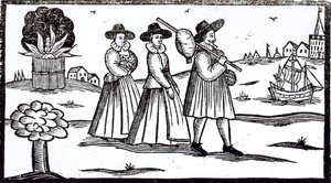 Pilgrims departing for the New World by English School